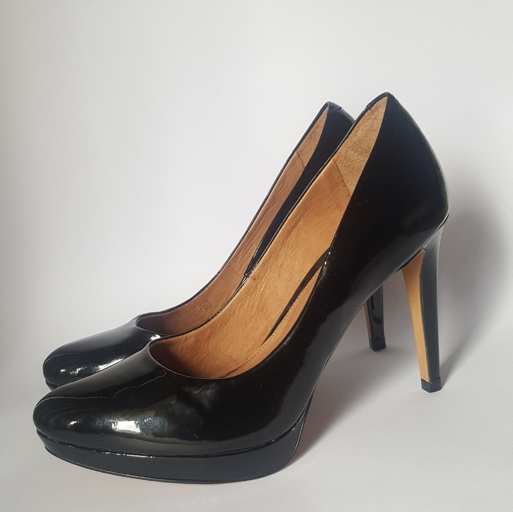 Corso Como black patent leather platform heels